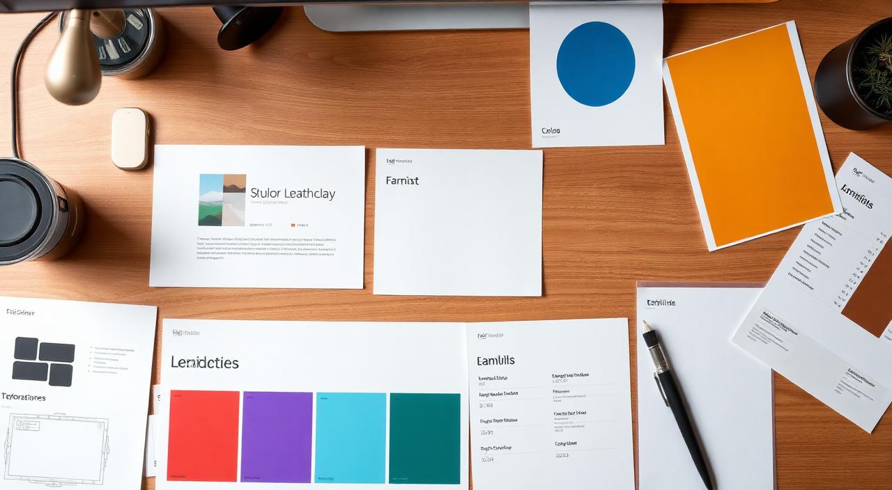 Farbpaletten und Typografie-Muster für ein Markendesign